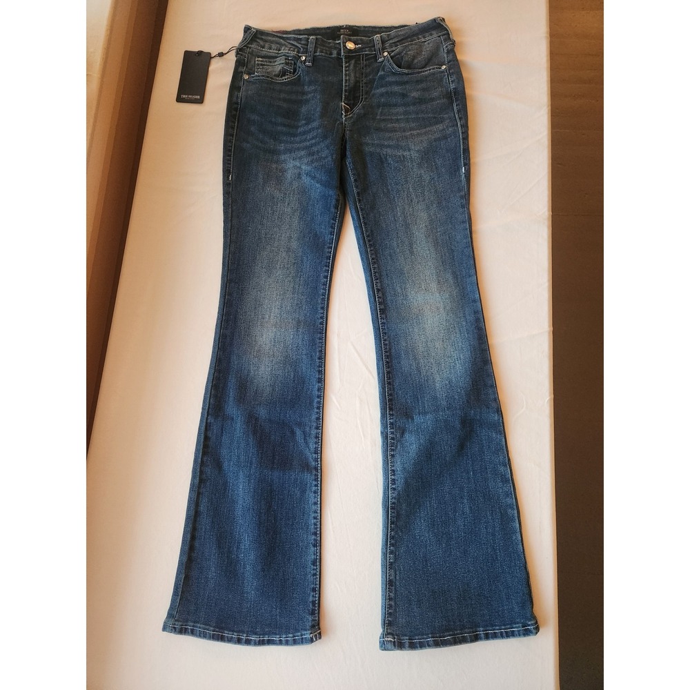 True Religion Becca Crystal Bootcut Low Rise Cowboy Work Wash 28 NWT